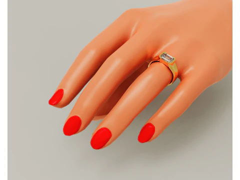Half bezel set emerald cut solitaire ring 3D Print Model
