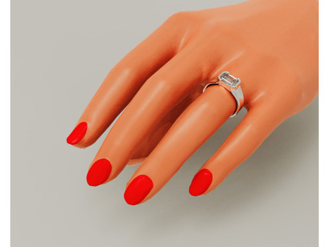 Half bezel set emerald cut solitaire ring 3D Print Model