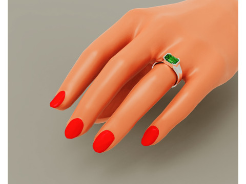 Half bezel set emerald cut solitaire ring 3D Print Model