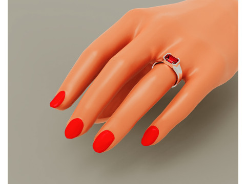 Half bezel set emerald cut solitaire ring 3D Print Model