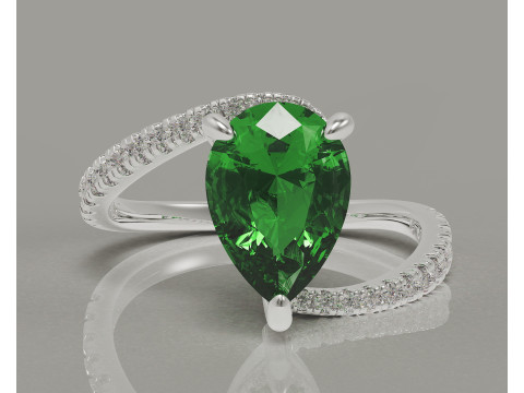 Pear shape hidden halo bypass engagement ring 3Dプリントモデル