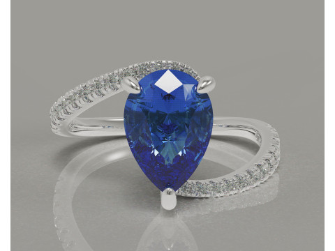 Pear shape hidden halo bypass engagement ring Model Cetak 3D