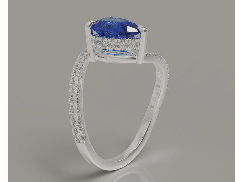 Pear shape hidden halo bypass engagement ring Model Cetak 3D