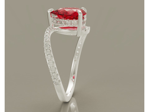Pear shape hidden halo bypass engagement ring Model Cetak 3D
