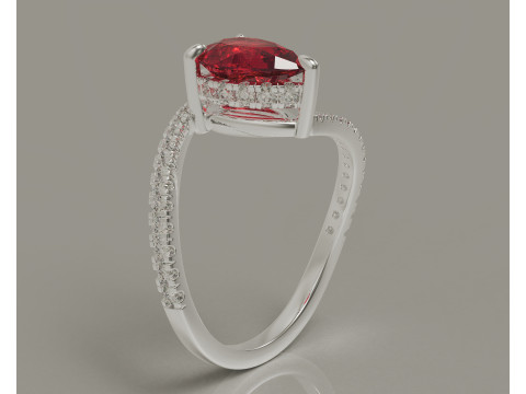 Pear shape hidden halo bypass engagement ring Model Cetak 3D