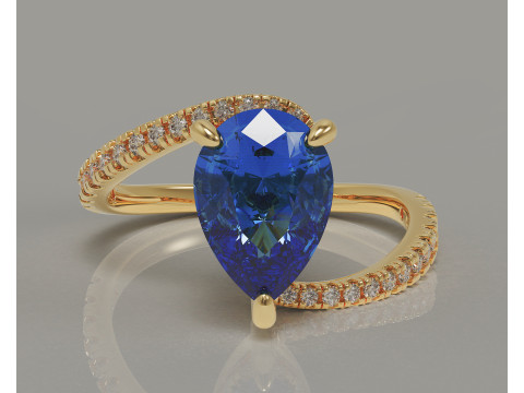 Pear shape hidden halo bypass engagement ring Model Cetak 3D