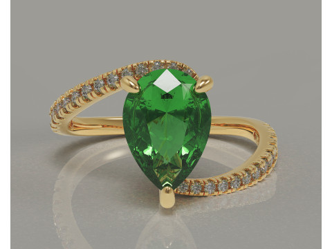 Pear shape hidden halo bypass engagement ring Model Cetak 3D