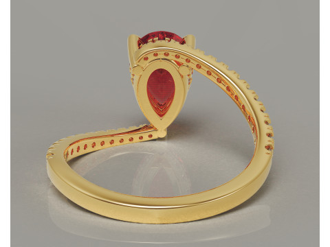 Pear shape hidden halo bypass engagement ring Model Cetak 3D