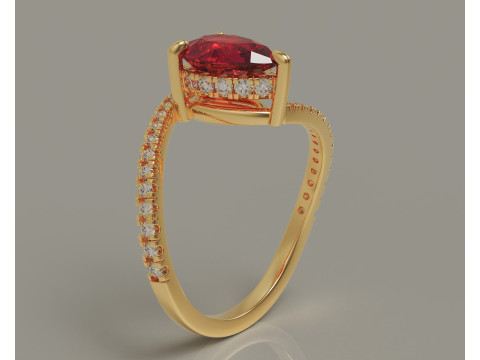 Pear shape hidden halo bypass engagement ring Model Cetak 3D