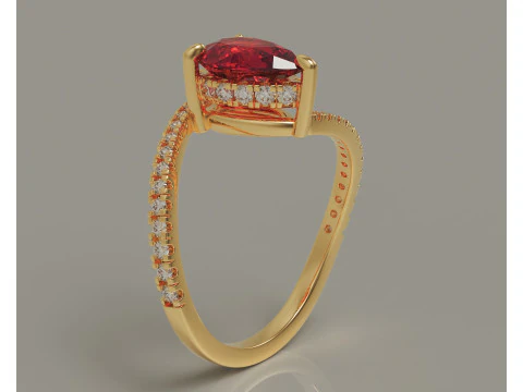 Pear shape hidden halo bypass engagement ring 3D Print Model