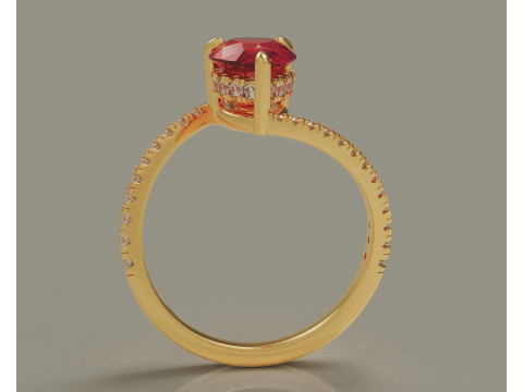 Pear shape hidden halo bypass engagement ring Model Cetak 3D