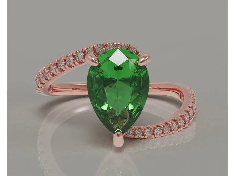 Pear shape hidden halo bypass engagement ring 3D Print Model