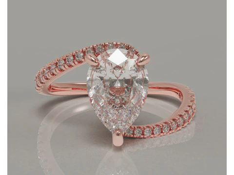 Pear shape hidden halo bypass engagement ring 3D Print Model