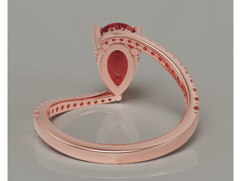 Pear shape hidden halo bypass engagement ring Model Cetak 3D