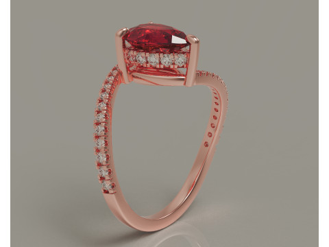 Pear shape hidden halo bypass engagement ring Model Cetak 3D