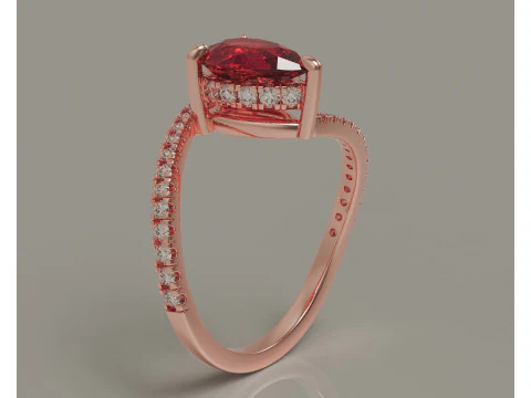 Pear shape hidden halo bypass engagement ring 3D Print Model