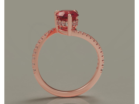 Pear shape hidden halo bypass engagement ring Model Cetak 3D