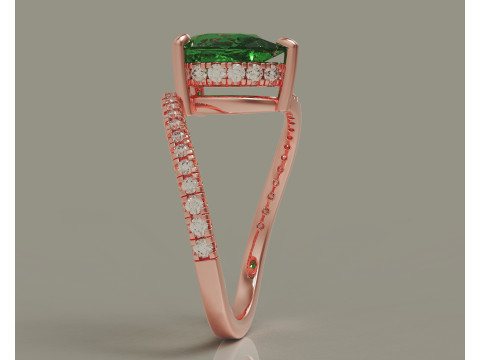 Pear shape hidden halo bypass engagement ring Model Cetak 3D