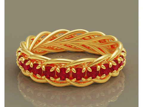 Cincin keabadian berlian set cabang saling terkait Model Cetak 3D