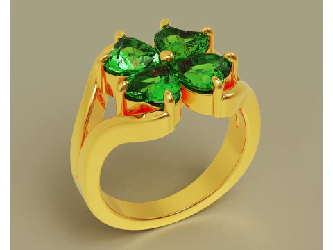 Heart shape diamond flower ring 3D Print Model