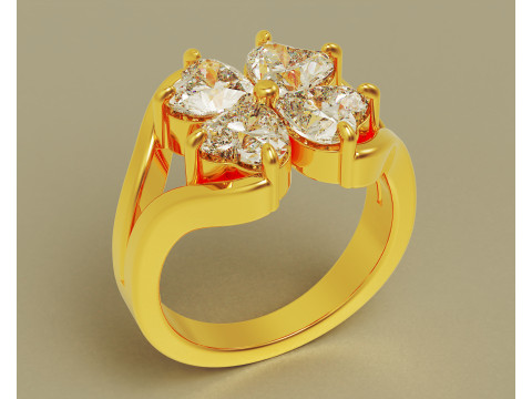 Heart shape diamond flower ring 3Dプリントモデル