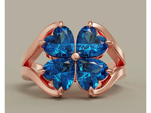 Heart shape diamond flower ring 3D Print Model