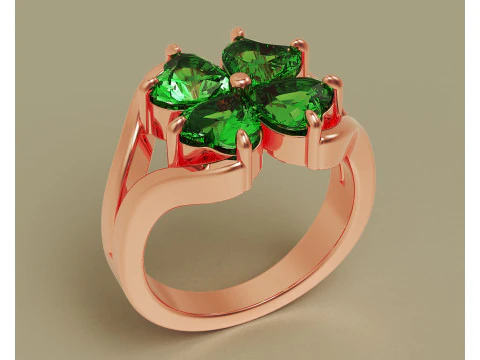 Heart shape diamond flower ring 3D Print Model