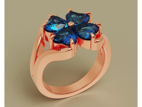 Heart shape diamond flower ring 3D Print Model
