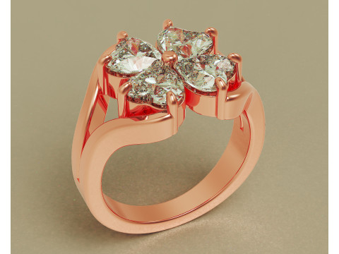 Heart shape diamond flower ring 3Dプリントモデル