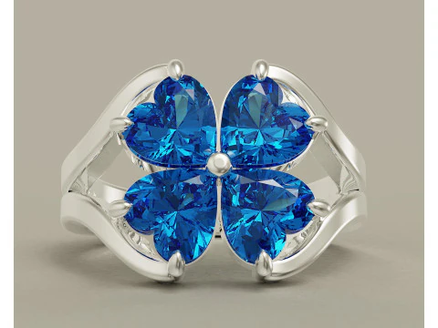 Heart shape diamond flower ring 3D Print Model