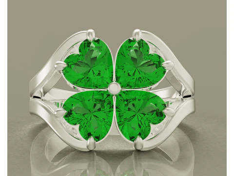 Heart shape diamond flower ring 3D Print Model