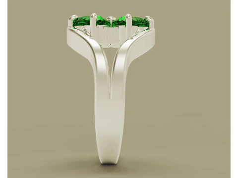 Heart shape diamond flower ring 3D Print Model