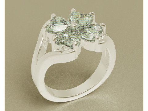 Heart shape diamond flower ring 3Dプリントモデル