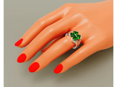 Heart shape diamond flower ring 3D Print Model