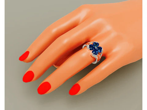 Heart shape diamond flower ring 3D Print Model