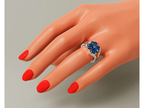 Heart shape diamond flower ring 3D Print Model
