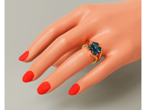 Heart shape diamond flower ring 3D Print Model