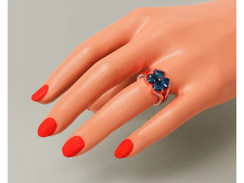Heart shape diamond flower ring 3D Print Model