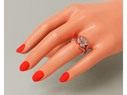Heart shape diamond flower ring 3Dプリントモデル