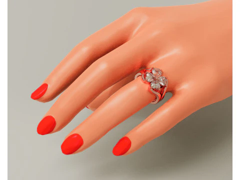 Heart shape diamond flower ring 3D Print Model