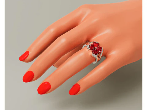 Heart shape diamond flower ring 3D Print Model