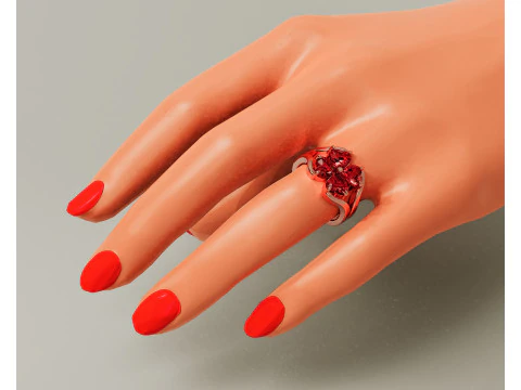 Heart shape diamond flower ring 3D Print Model