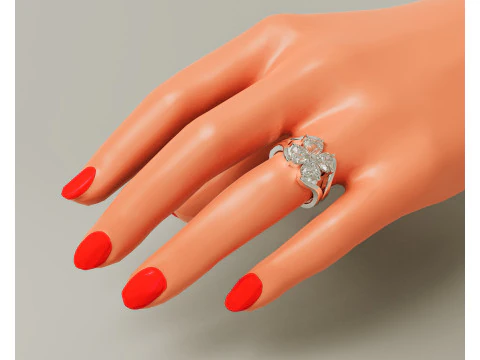 Heart shape diamond flower ring 3D Print Model