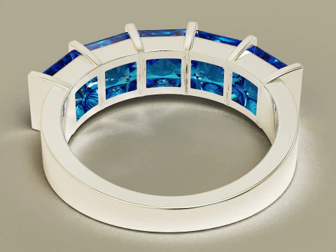 Bar set princess cut diamond 5 stone engagement ring 3D Print Model