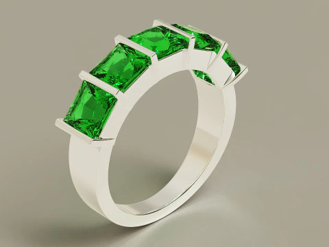 Bar set princess cut diamond 5 stone engagement ring 3D Print Model