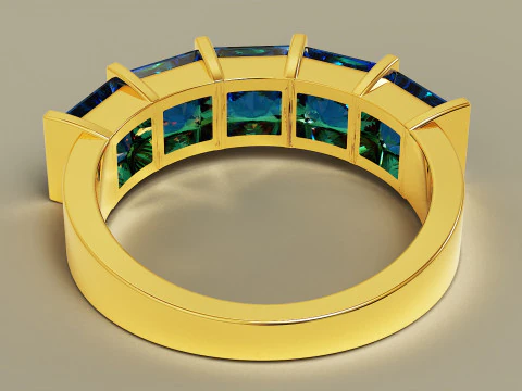 Bar set princess cut diamond 5 stone engagement ring 3D Print Model