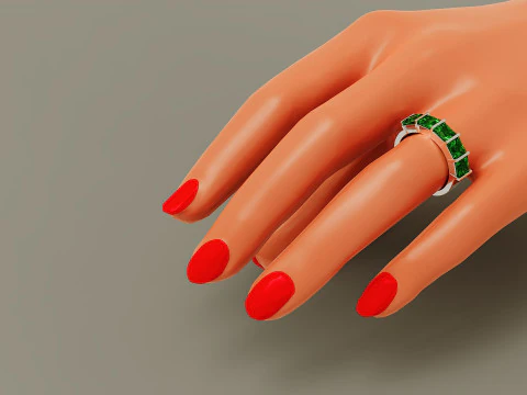 Bar set princess cut diamond 5 stone engagement ring 3D Print Model