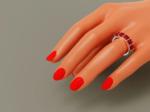 Bar set princess cut diamond 5 stone engagement ring 3D Print Model