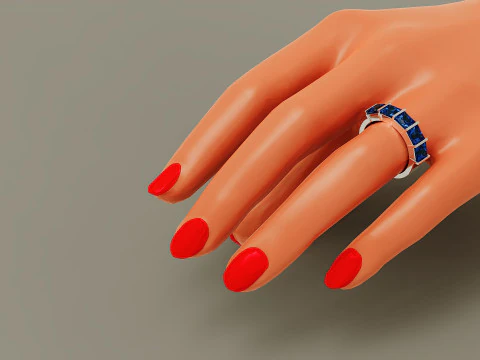 Bar set princess cut diamond 5 stone engagement ring 3D Print Model