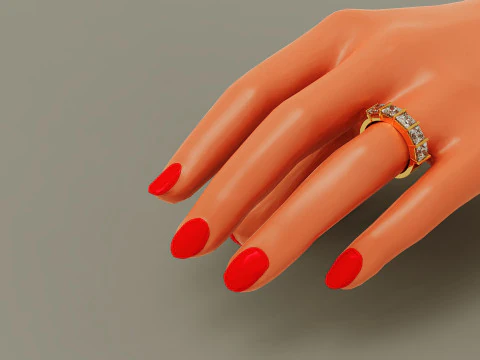 Bar set princess cut diamond 5 stone engagement ring 3D Print Model